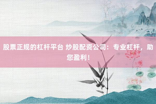 股票正规的杠杆平台 炒股配资公司：专业杠杆，助您盈利！