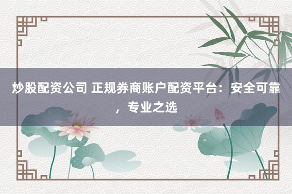 炒股配资公司 正规券商账户配资平台：安全可靠，专业之选