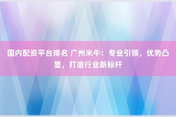 国内配资平台排名 广州米牛：专业引领，优势凸显，打造行业新标杆