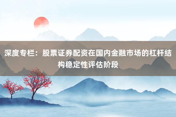 深度专栏：股票证券配资在国内金融市场的杠杆结构稳定性评估阶段