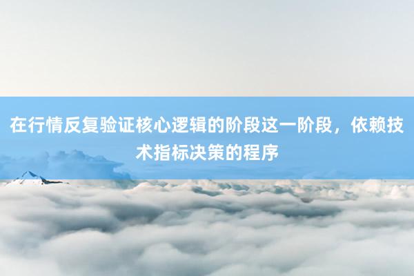 在行情反复验证核心逻辑的阶段这一阶段，依赖技术指标决策的程序