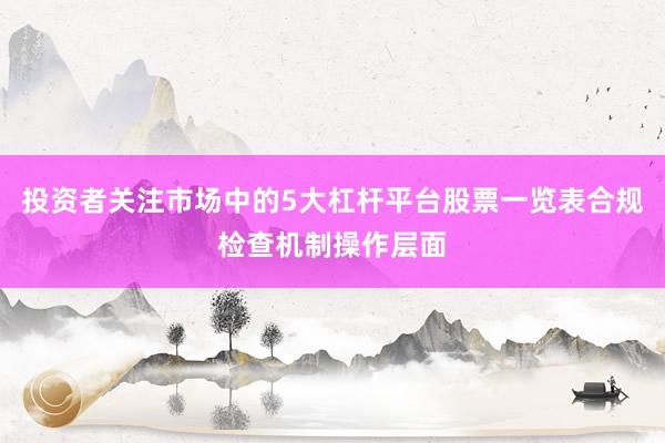 投资者关注市场中的5大杠杆平台股票一览表合规检查机制操作层面