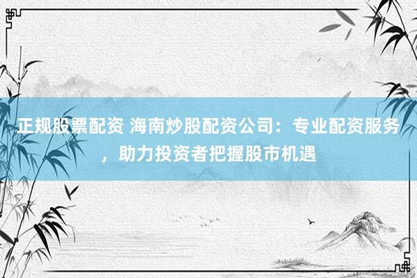 正规股票配资 海南炒股配资公司：专业配资服务，助力投资者把握股市机遇