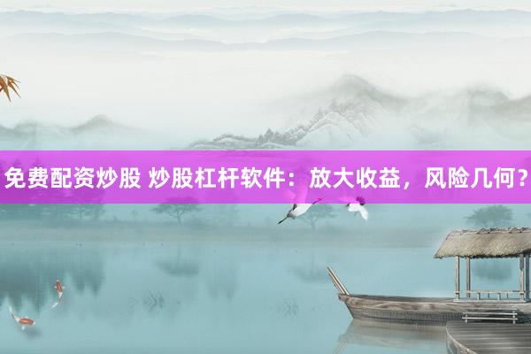 免费配资炒股 炒股杠杆软件：放大收益，风险几何？